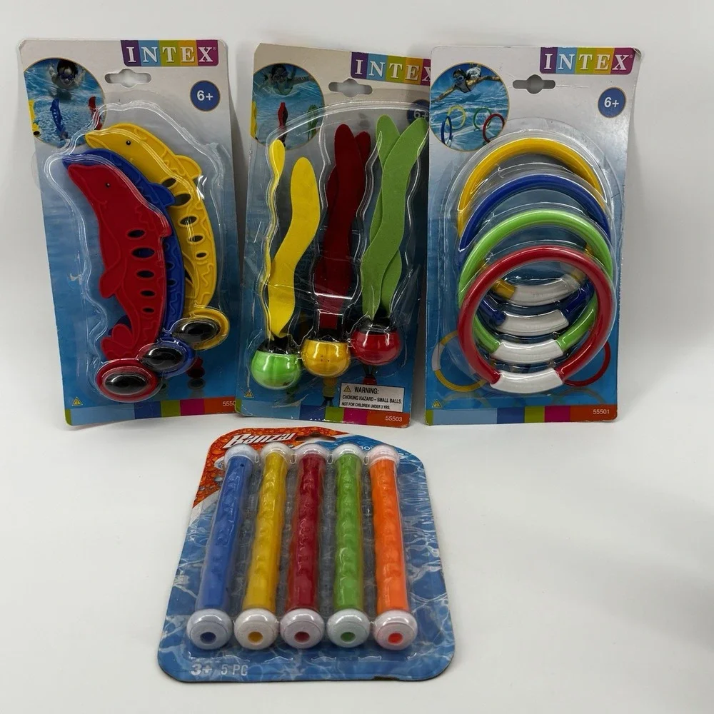 Lot Of 4 Intex & Banza Underwater Play‎ Sticks Dolphins Dive Toys Swimming Pool